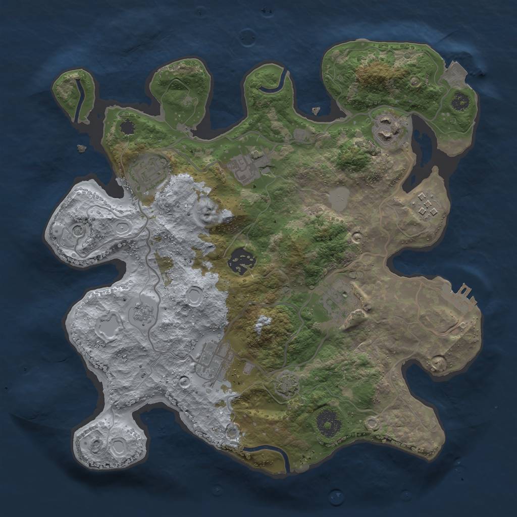 Rust Map: Procedural Map, Size: 3000, Seed: 2429, 14 Monuments