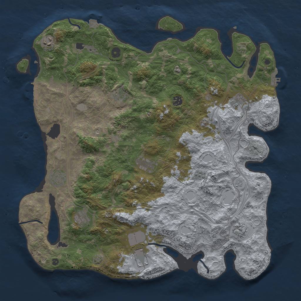 Rust Map: Procedural Map, Size: 4500, Seed: 425250301, 18 Monuments