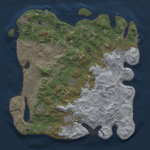 Thumbnail Rust Map: Procedural Map, Size: 4500, Seed: 425250301, 18 Monuments