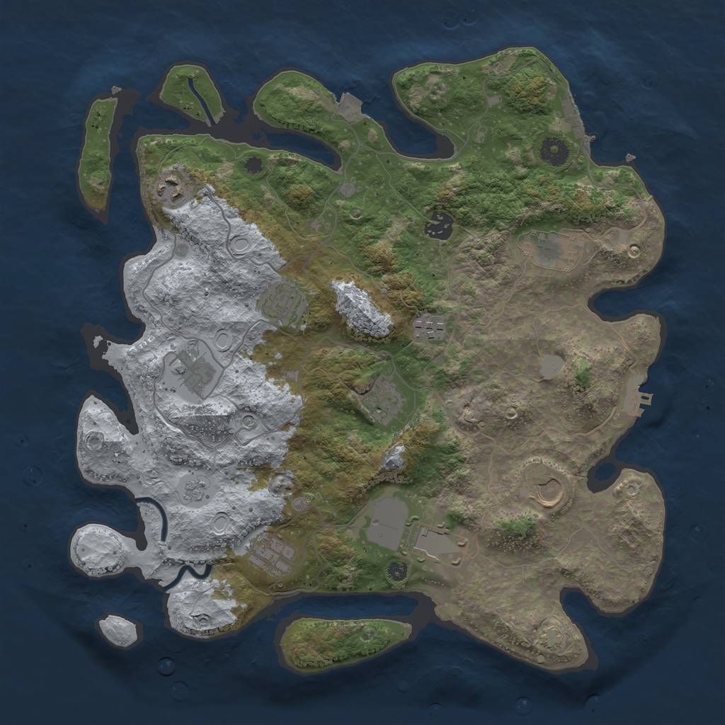 Rust Map: Procedural Map, Size: 3800, Seed: 1380919640, 18 Monuments