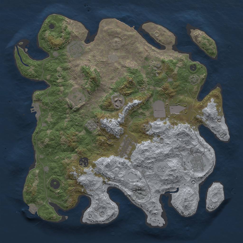 Rust Map: Procedural Map, Size: 3700, Seed: 34986160, 17 Monuments