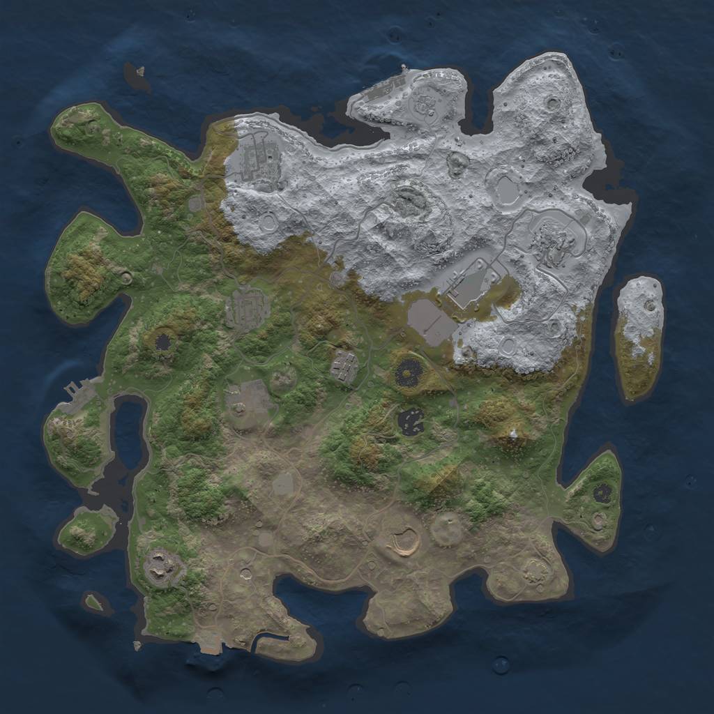 Rust Map: Procedural Map, Size: 3800, Seed: 12376545, 17 Monuments