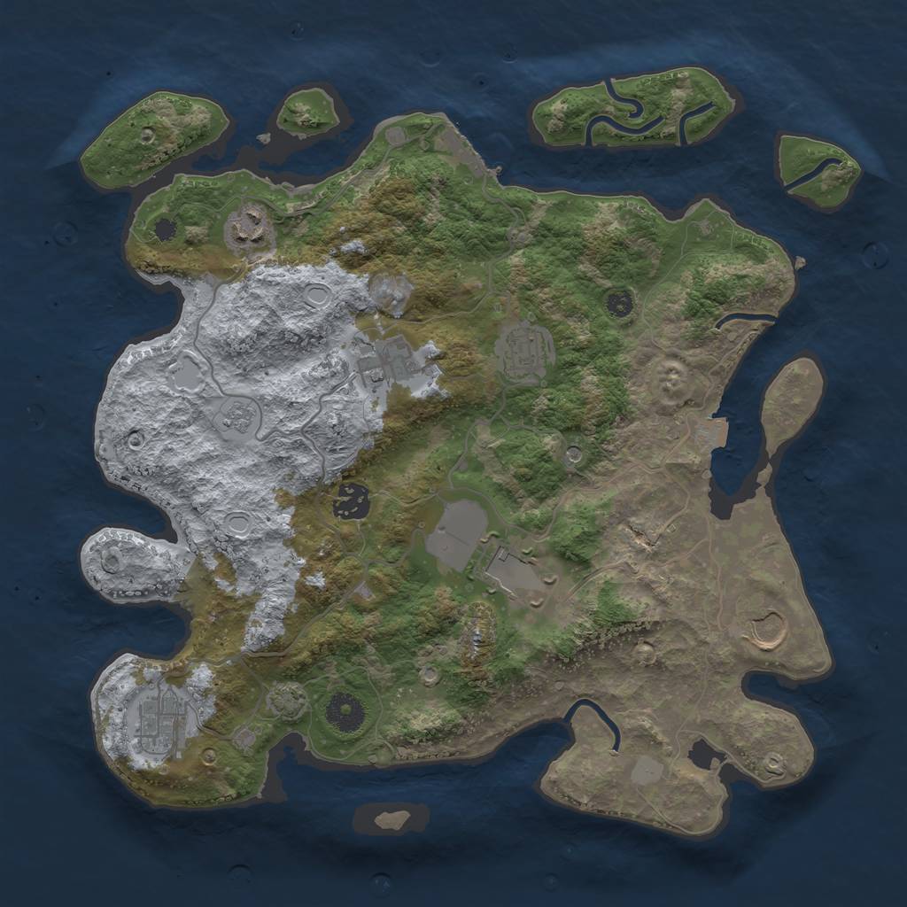 Rust Map: Procedural Map, Size: 3550, Seed: 12757451, 14 Monuments