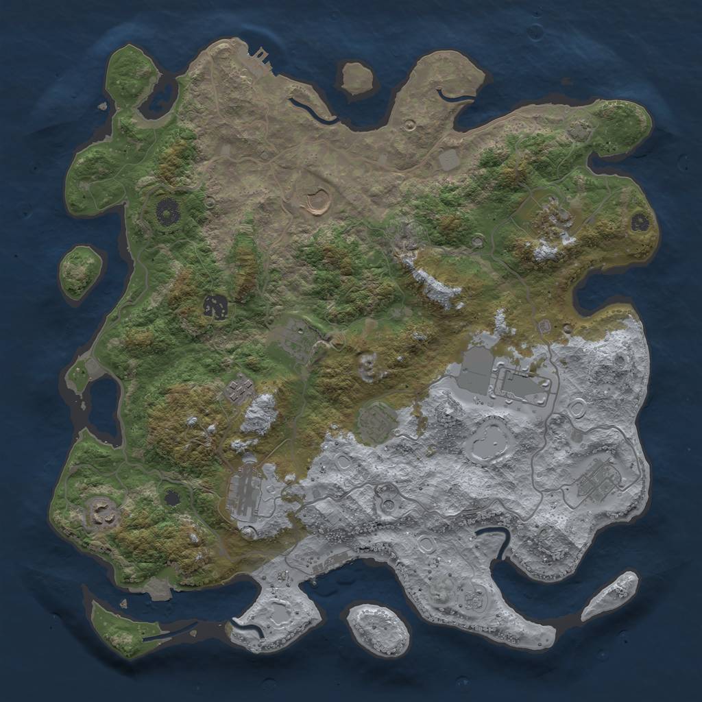 Rust Map: Procedural Map, Size: 4000, Seed: 9703258, 18 Monuments