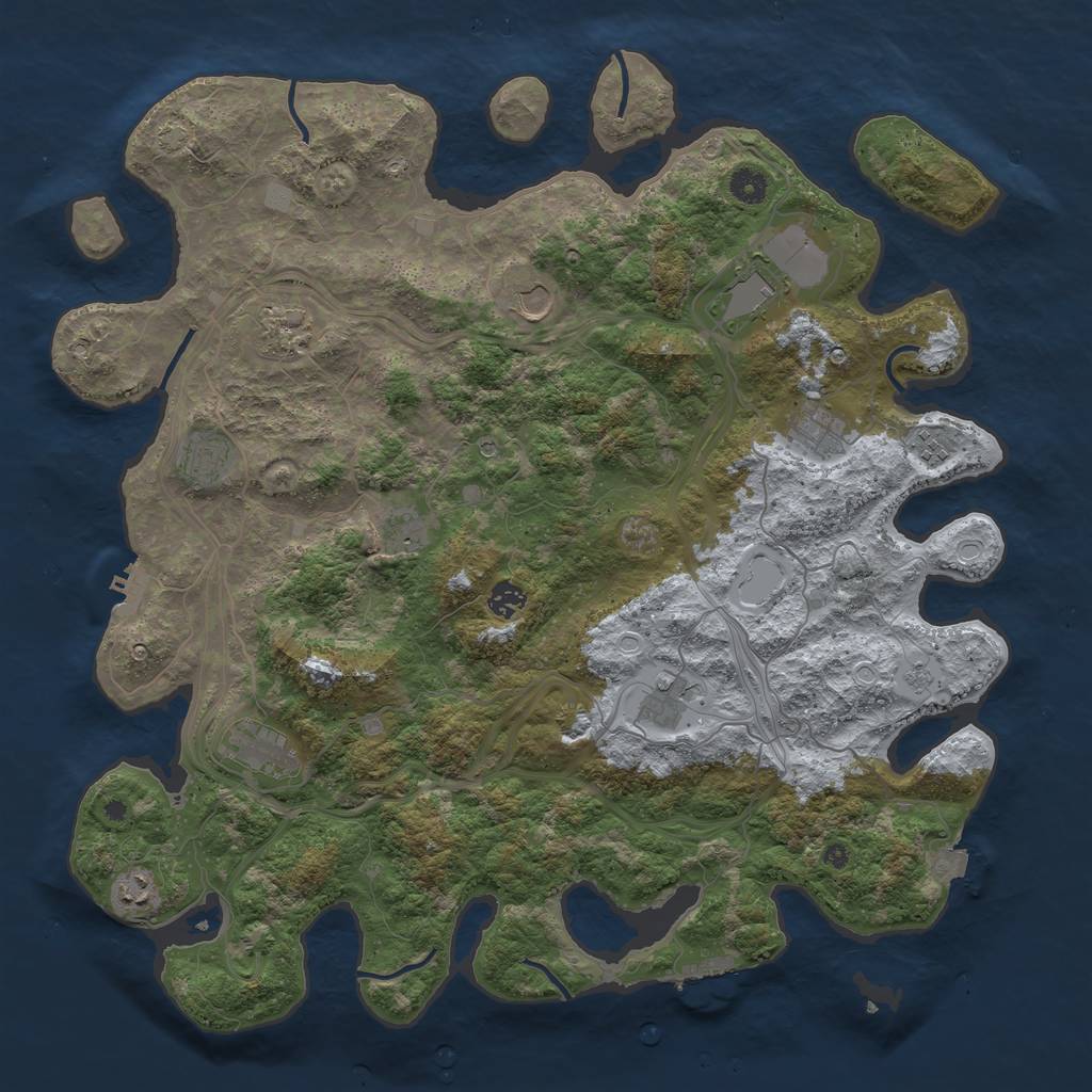 Rust Map: Procedural Map, Size: 4500, Seed: 11011101, 19 Monuments