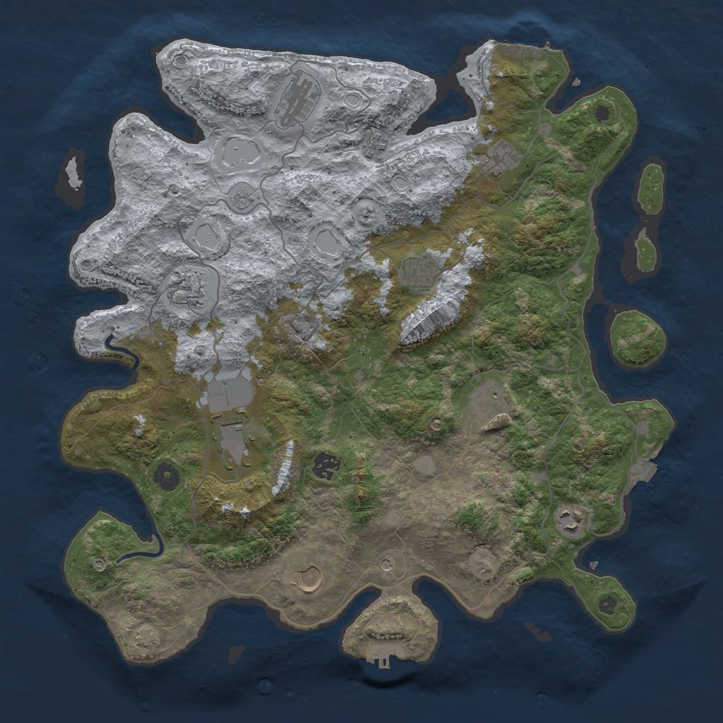 Rust Map: Procedural Map, Size: 4100, Seed: 41758507, 18 Monuments