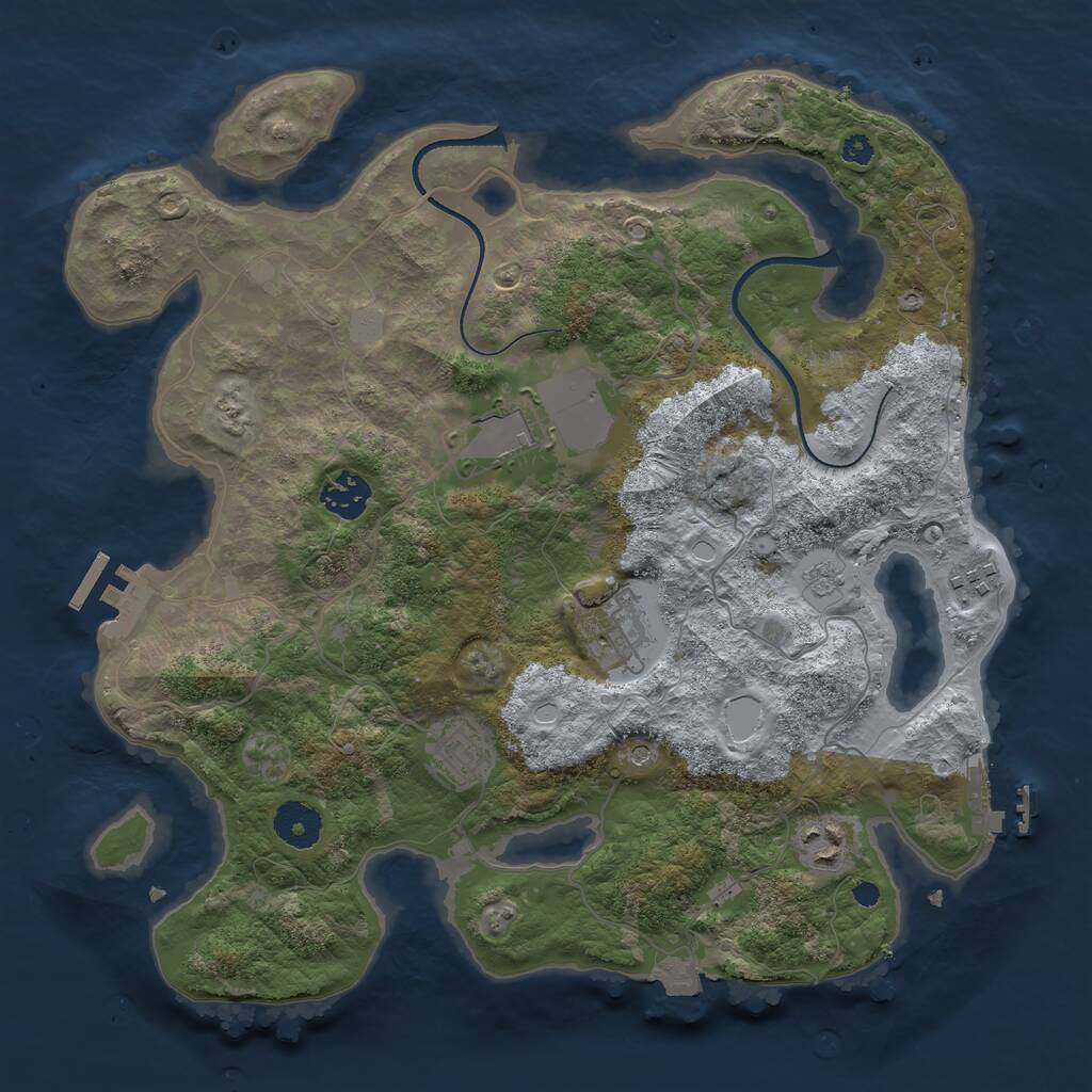 Rust Map: Procedural Map, Size: 3500, Seed: 436222058, 12 Monuments