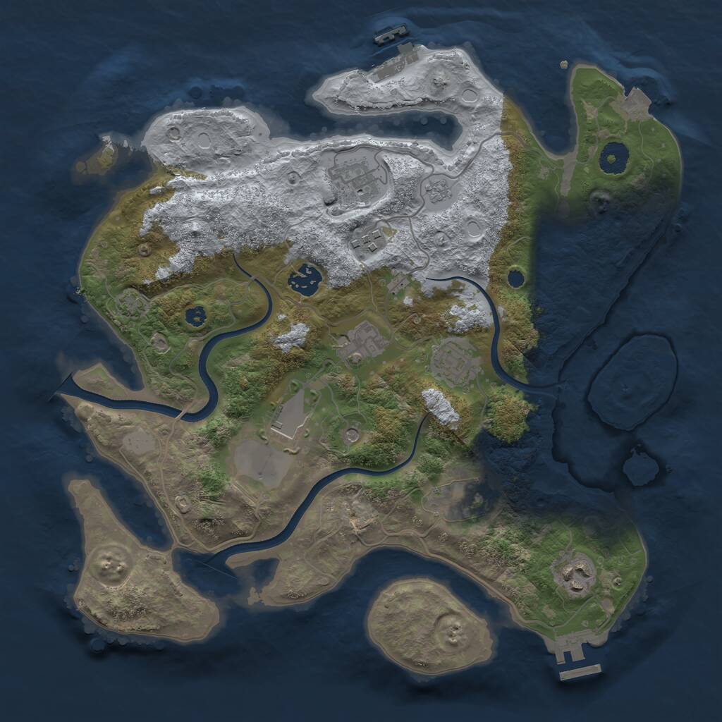 Rust Map: Procedural Map, Size: 3500, Seed: 977488202, 14 Monuments