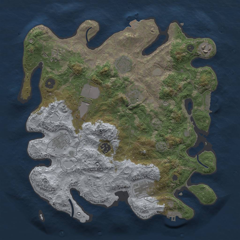 Rust Map: Procedural Map, Size: 3500, Seed: 770116479, 16 Monuments
