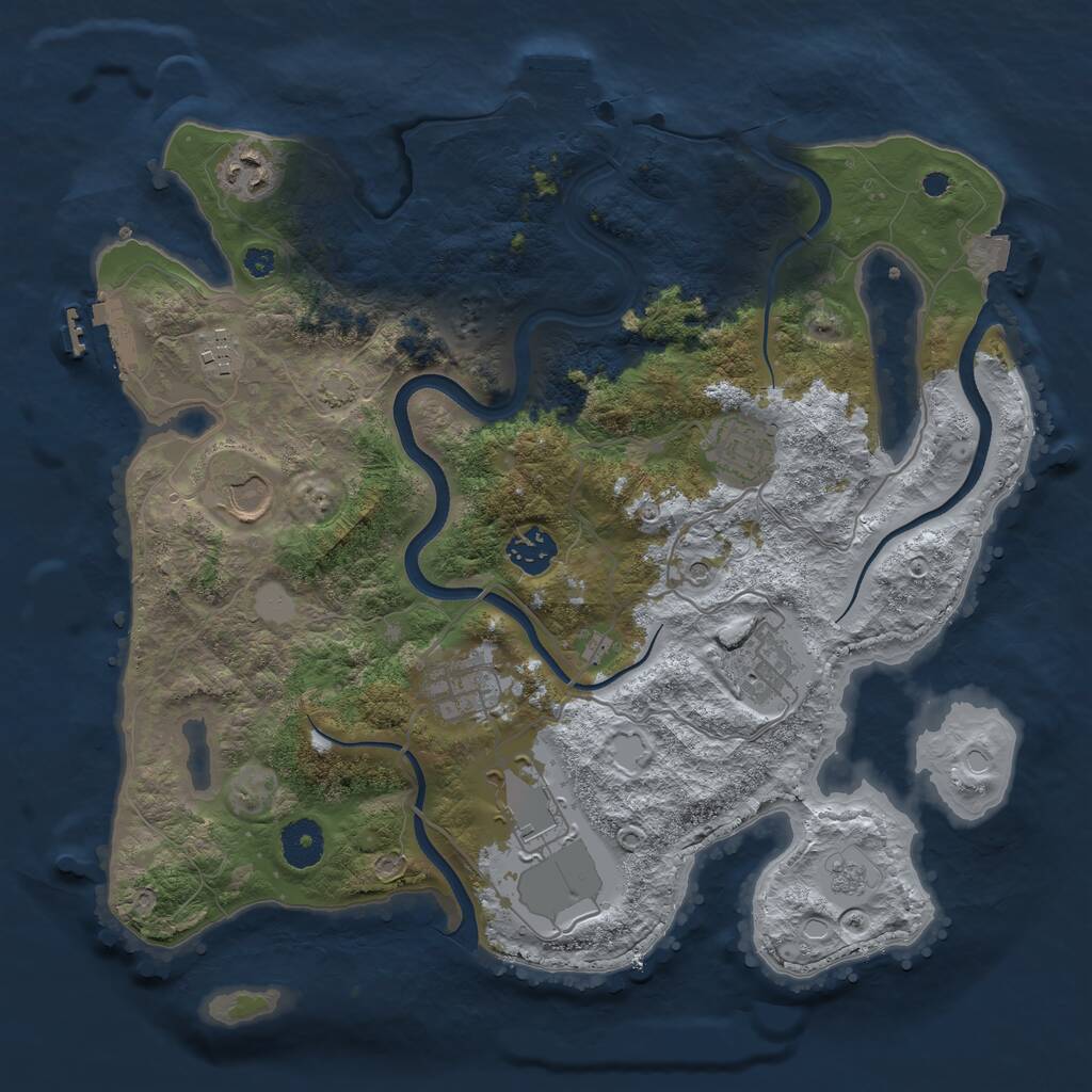 Rust Map: Procedural Map, Size: 3550, Seed: 3748029, 14 Monuments