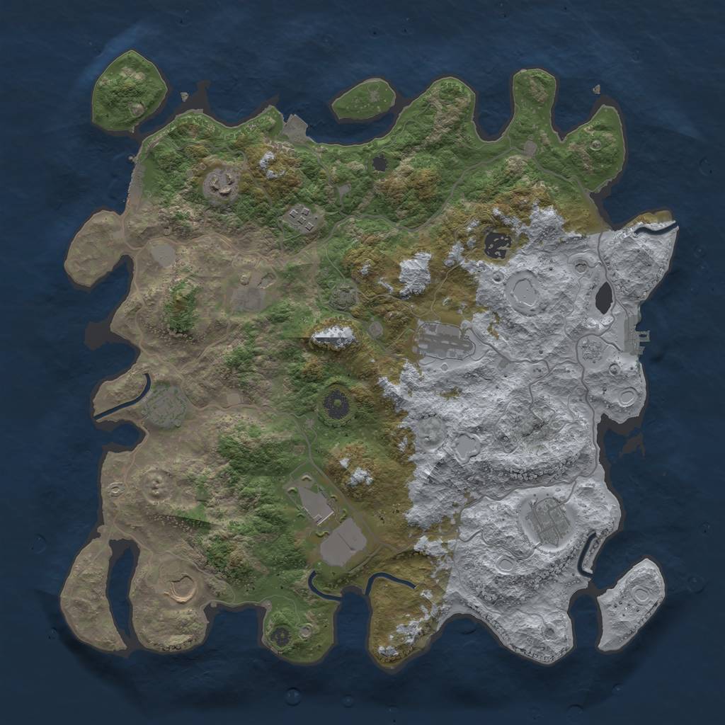 Rust Map: Procedural Map, Size: 4000, Seed: 38291, 17 Monuments