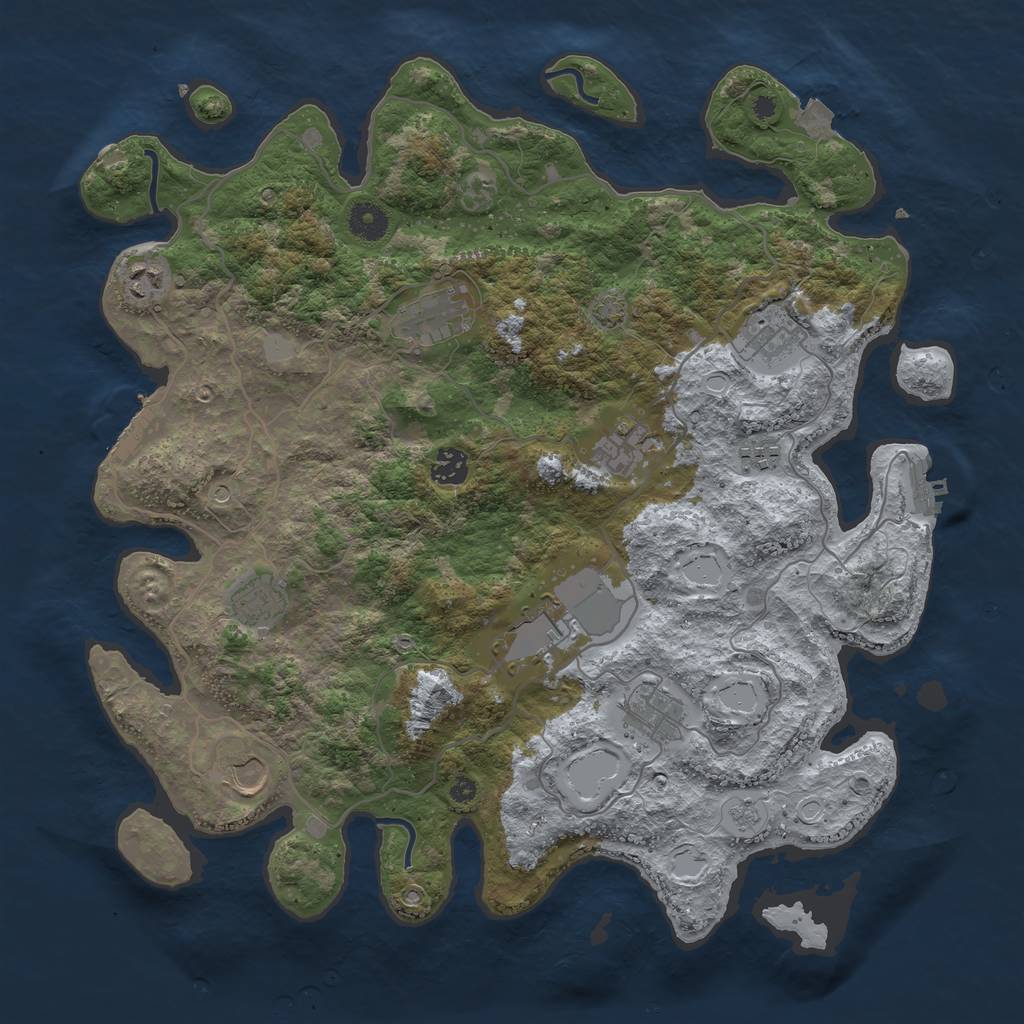 Rust Map: Procedural Map, Size: 4000, Seed: 451944782, 18 Monuments