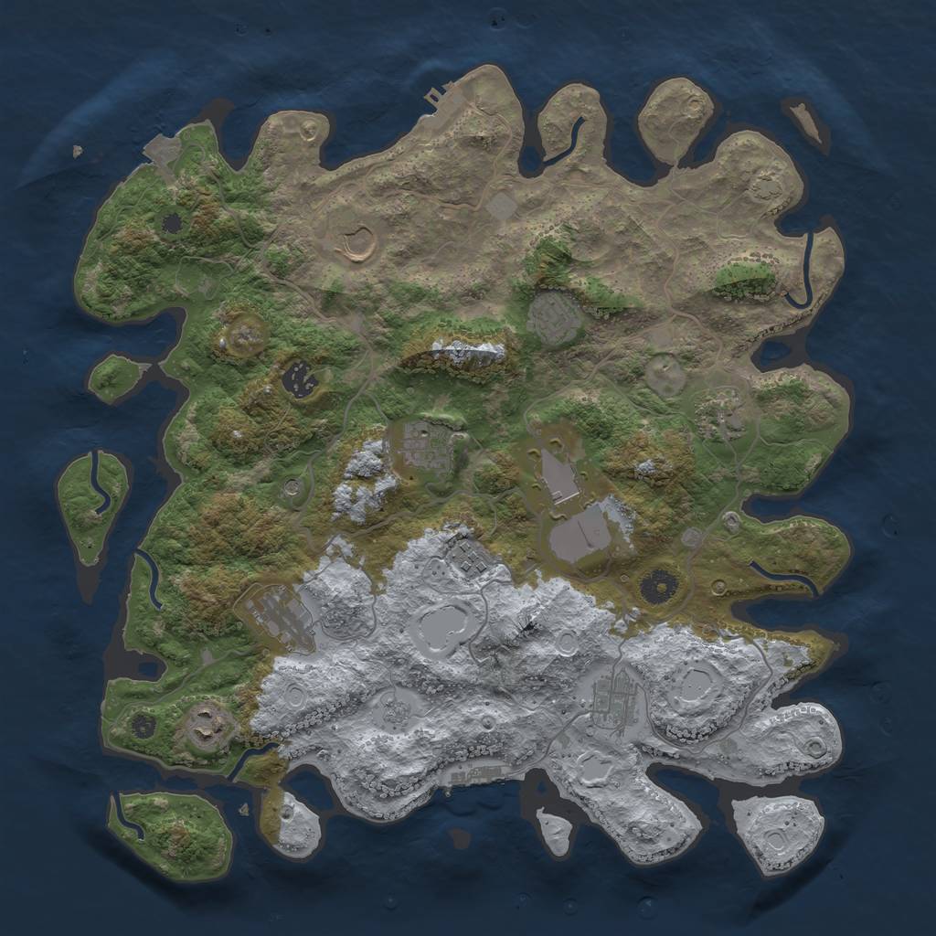 Rust Map: Procedural Map, Size: 4000, Seed: 1704393000, 18 Monuments