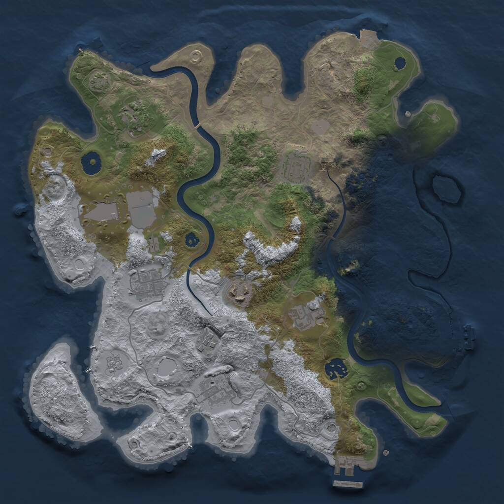 Rust Map: Procedural Map, Size: 3500, Seed: 988612466, 15 Monuments