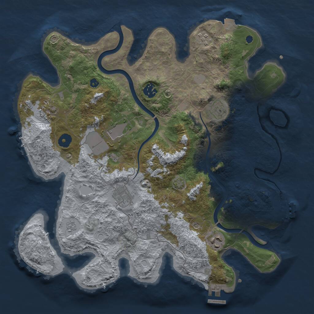 Rust Map: Procedural Map, Size: 3500, Seed: 988612466, 13 Monuments