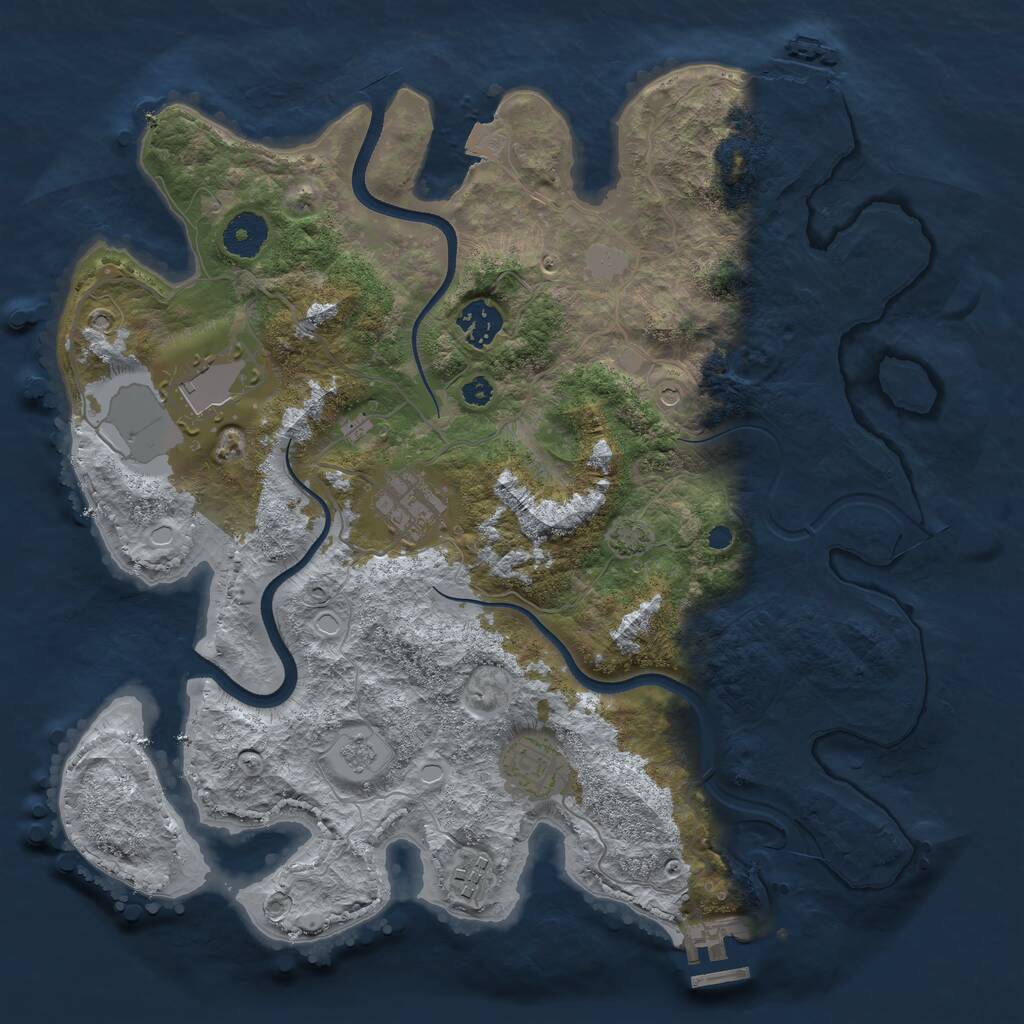 Rust Map: Procedural Map, Size: 3500, Seed: 988612466, 11 Monuments