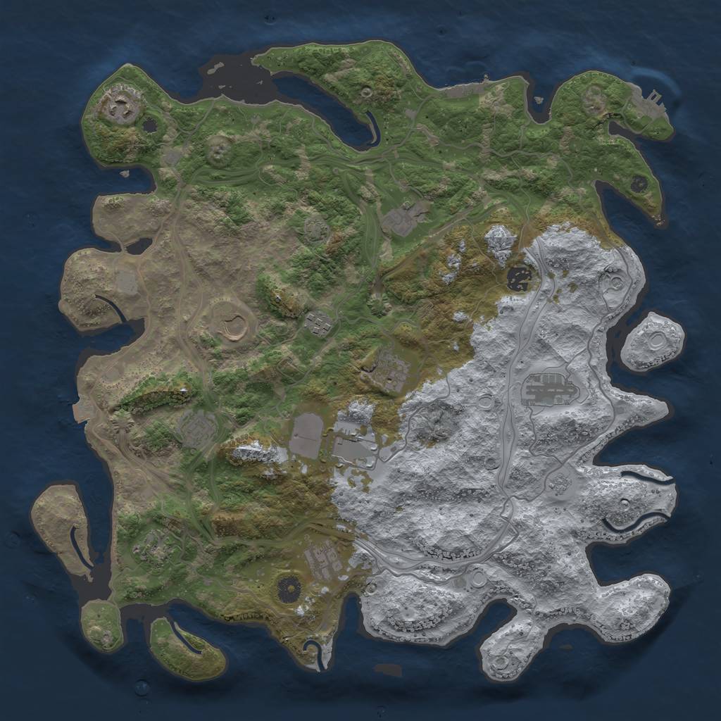 Rust Map: Procedural Map, Size: 4250, Seed: 1843065008, 19 Monuments