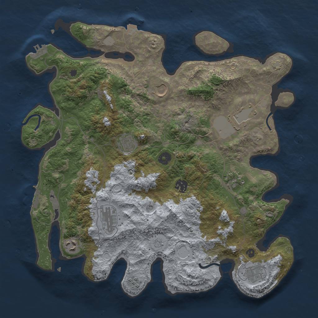 Rust Map: Procedural Map, Size: 3750, Seed: 582172, 17 Monuments