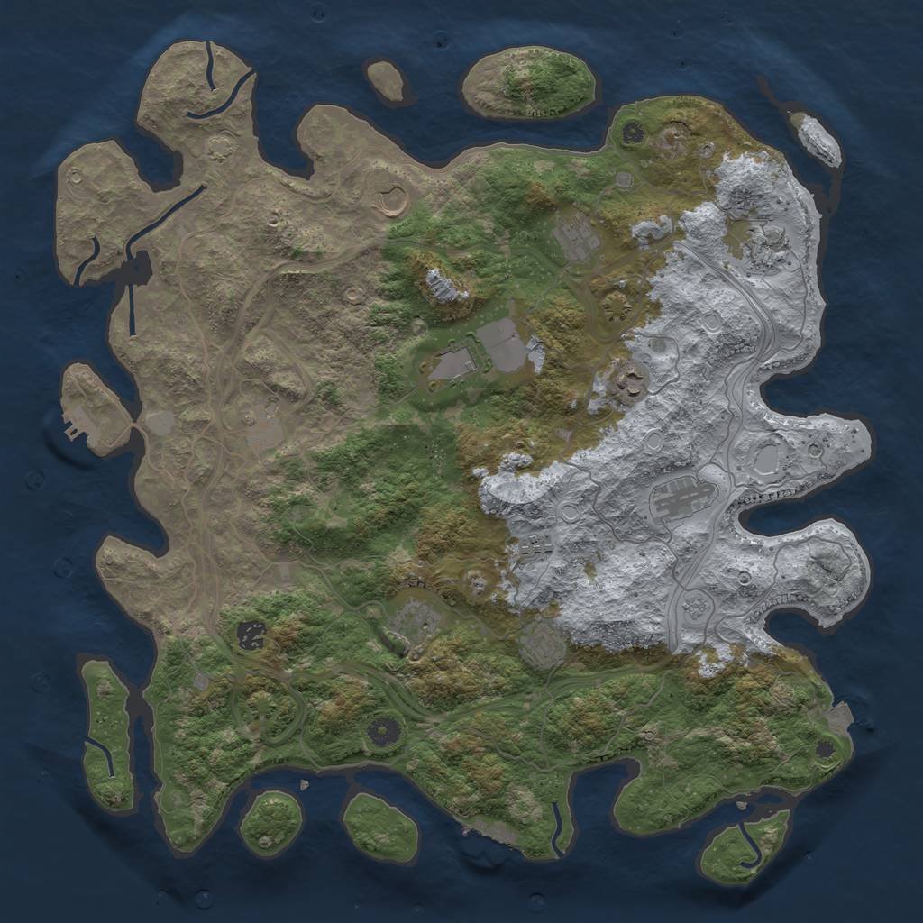 Rust Map: Procedural Map, Size: 4500, Seed: 1144729, 19 Monuments