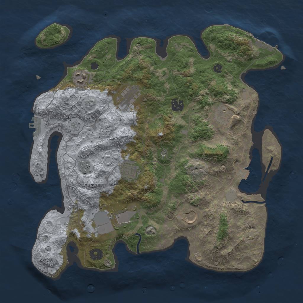 Rust Map: Procedural Map, Size: 3500, Seed: 387530489, 16 Monuments