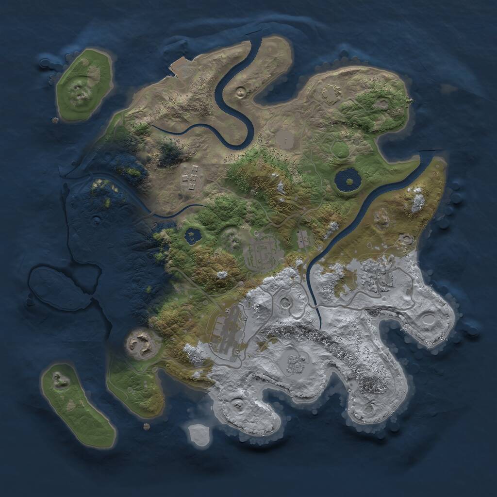 Rust Map: Procedural Map, Size: 3000, Seed: 1483090088, 9 Monuments