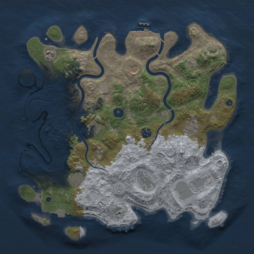 Rust Map: Procedural Map, Size: 3800, Seed: 1640307531, 14 Monuments