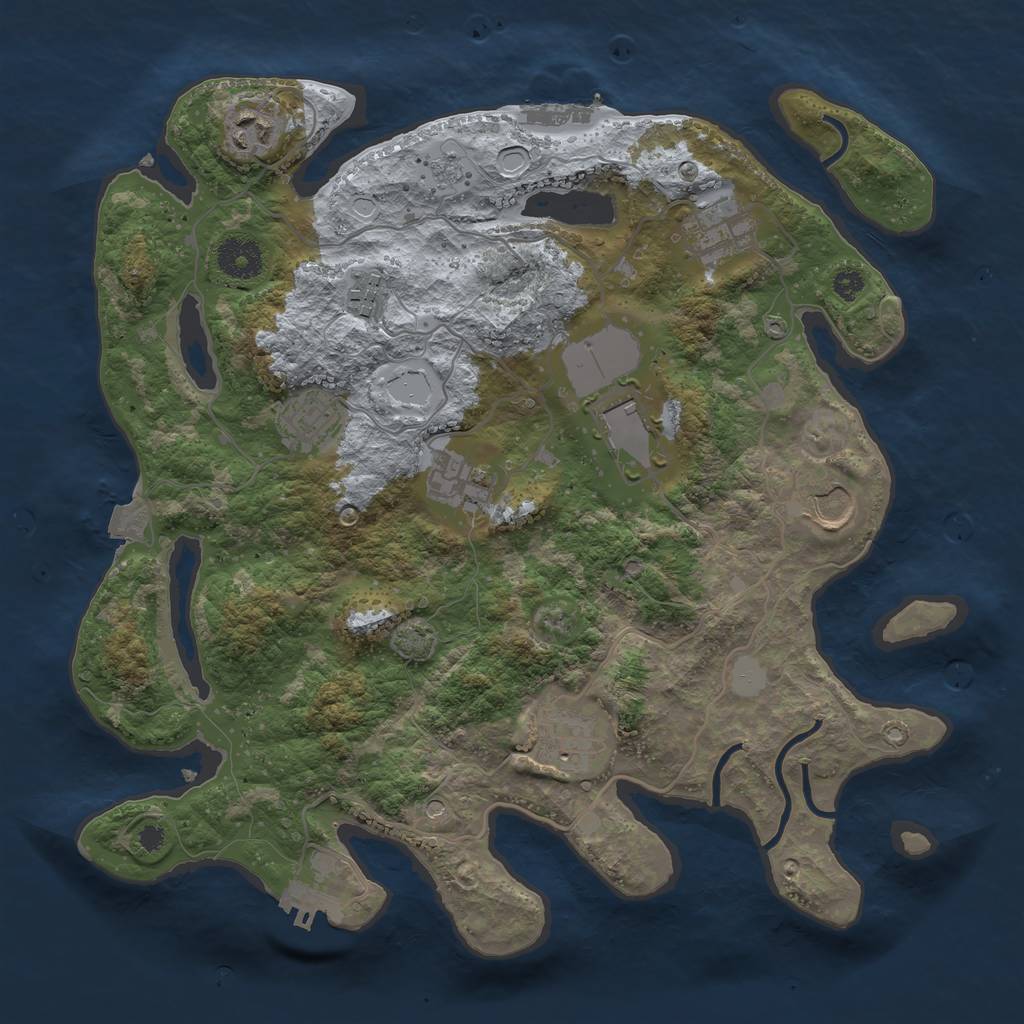 Rust Map: Procedural Map, Size: 3500, Seed: 1733912340, 16 Monuments