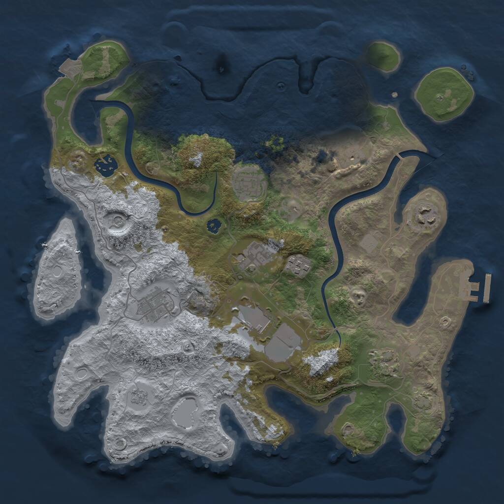 Rust Map: Procedural Map, Size: 3500, Seed: 227693477, 14 Monuments