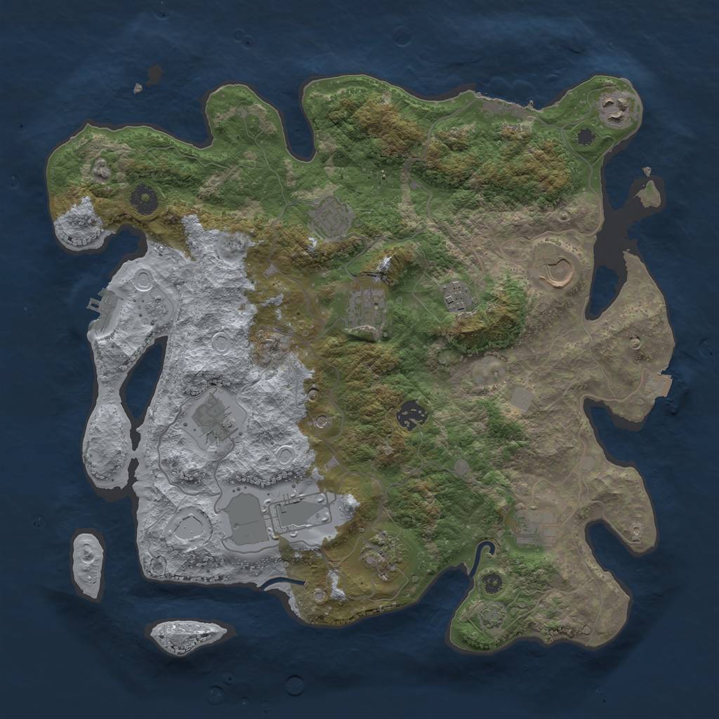 Rust Map: Procedural Map, Size: 3750, Seed: 163892352, 18 Monuments