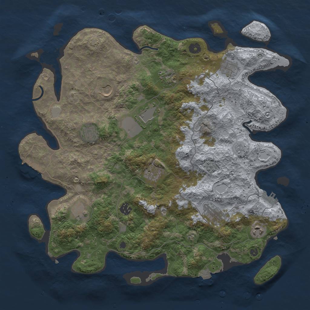 Rust Map: Procedural Map, Size: 4000, Seed: 1785327, 19 Monuments