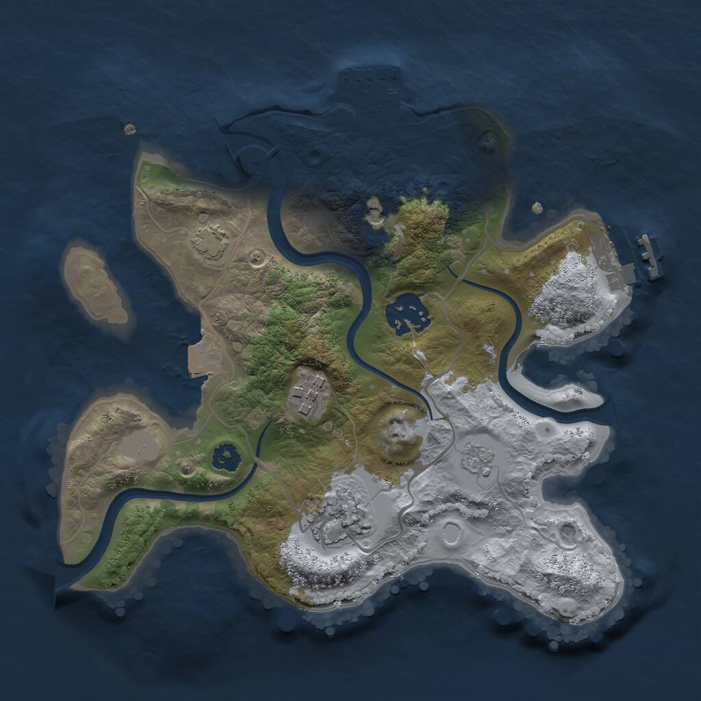 Rust Map: Procedural Map, Size: 2500, Seed: 751905973, 9 Monuments