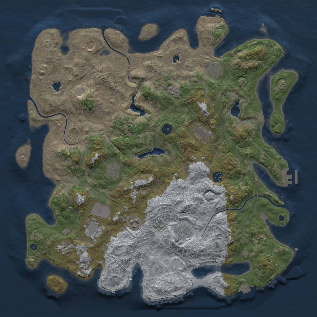 Rust Map: Procedural Map, Size: 4500, Seed: 1821042173, 16 Monuments
