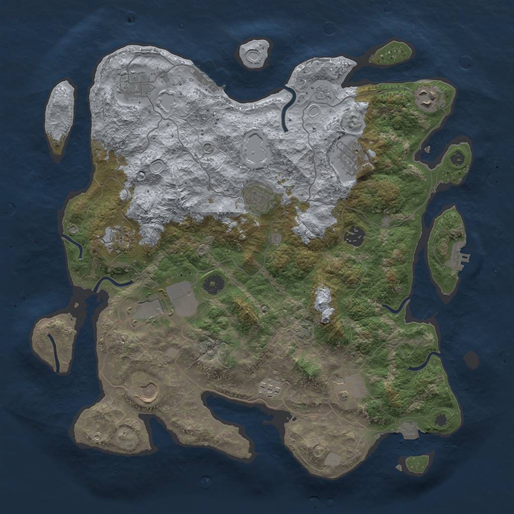 Rust Map: Procedural Map, Size: 3850, Seed: 739124787, 18 Monuments