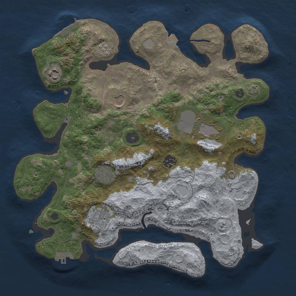 Rust Map: Procedural Map, Size: 3500, Seed: 2044877457, 15 Monuments