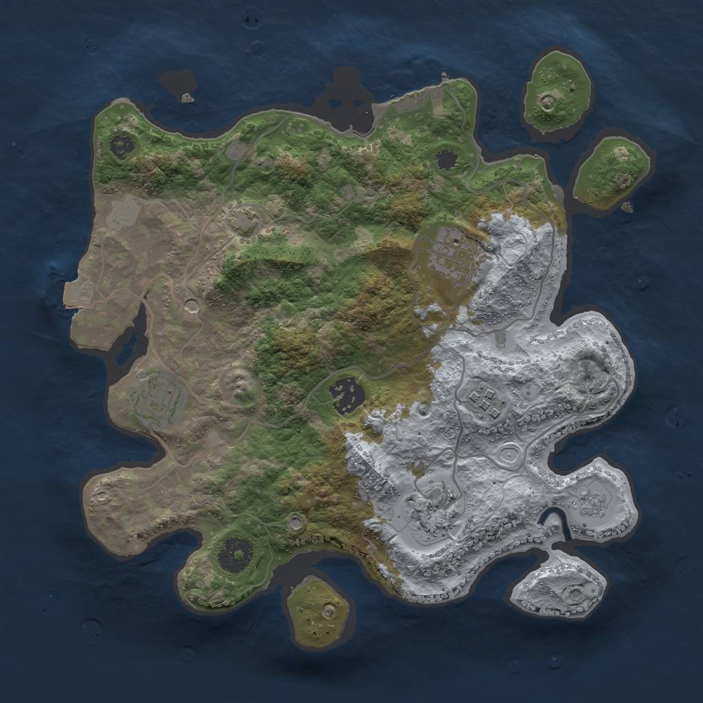 Rust Map: Procedural Map, Size: 3000, Seed: 178290045, 12 Monuments