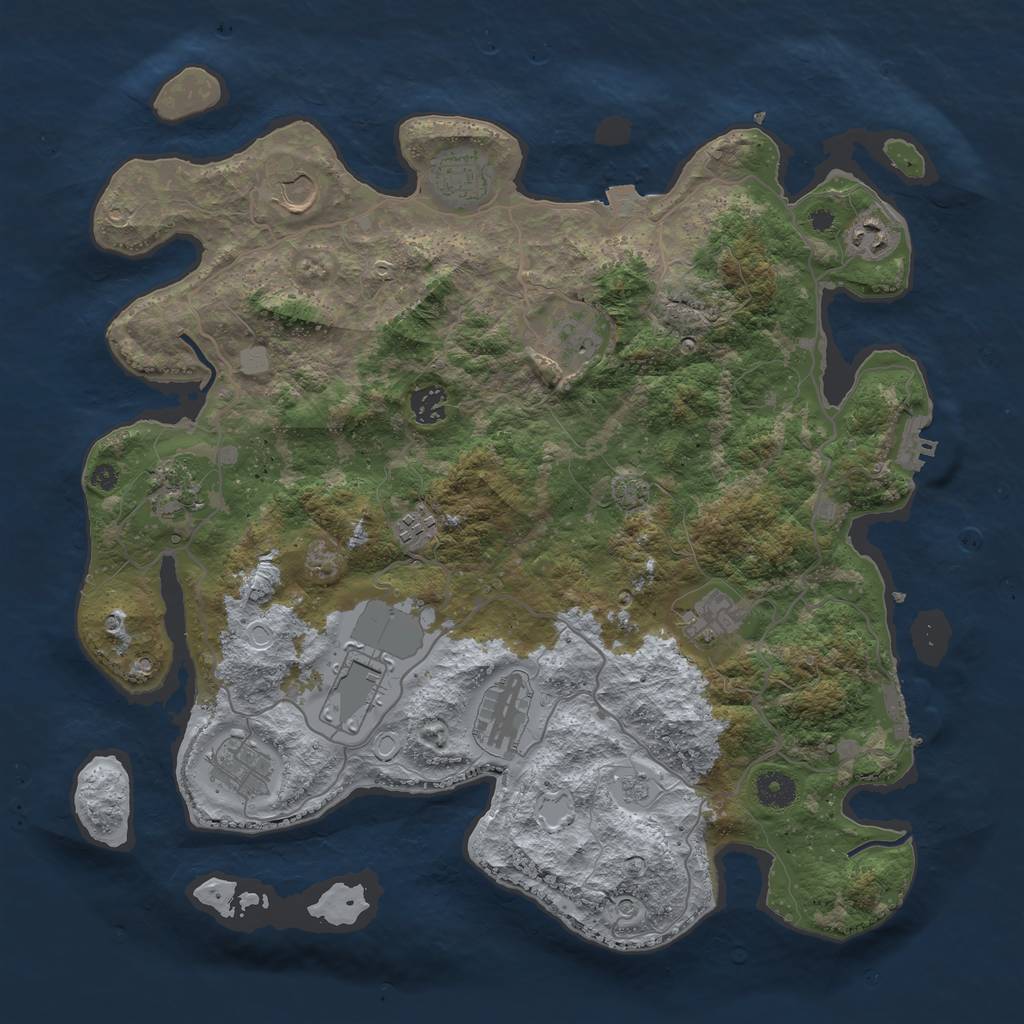 Rust Map: Procedural Map, Size: 4000, Seed: 9301389, 19 Monuments
