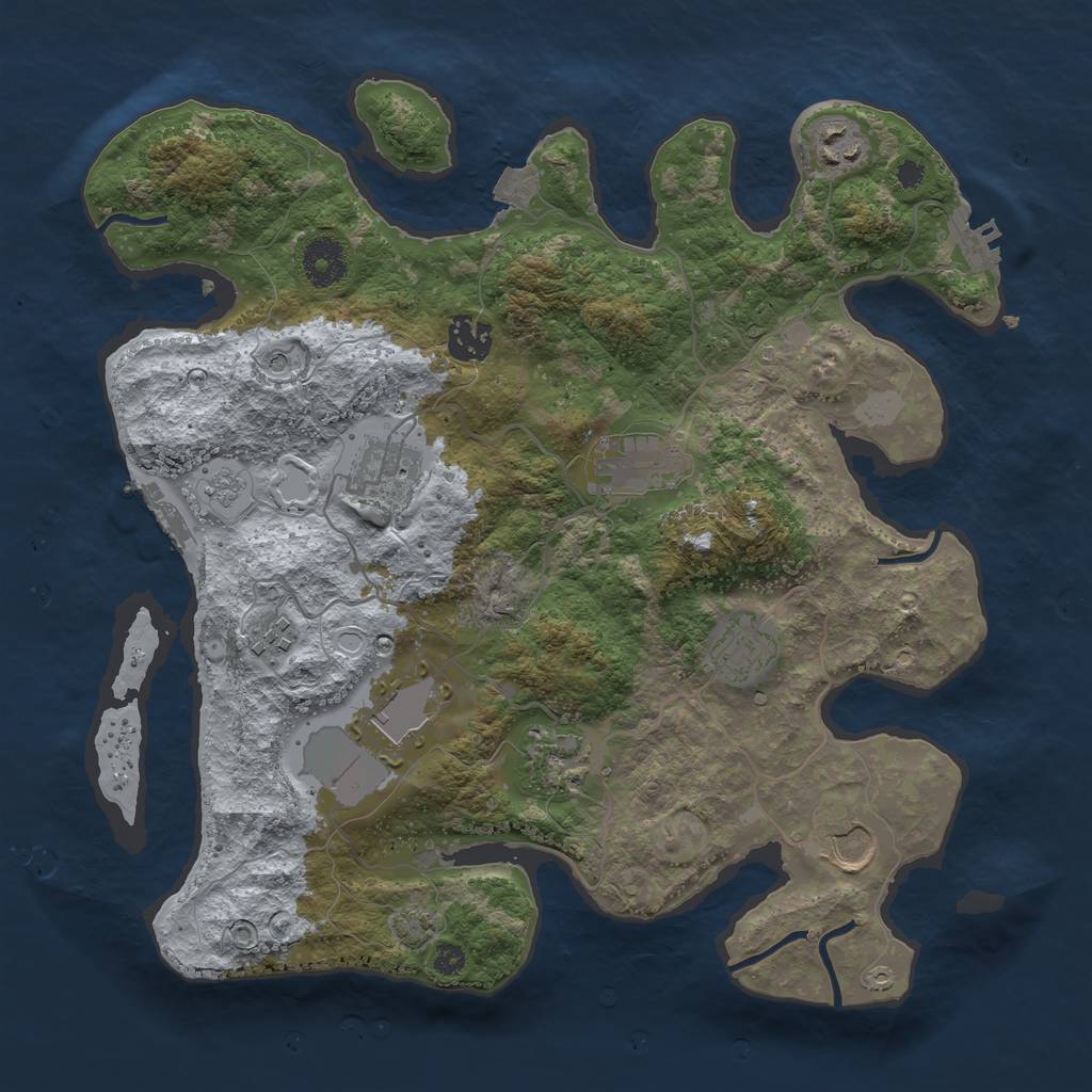 Rust Map: Procedural Map, Size: 3500, Seed: 2264399, 17 Monuments