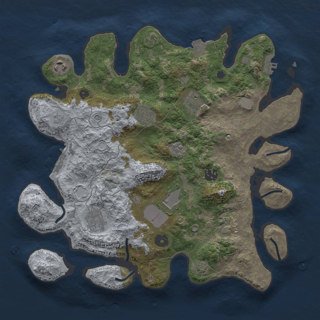 Rust Map: Procedural Map, Size: 3500, Seed: 46759135, 16 Monuments