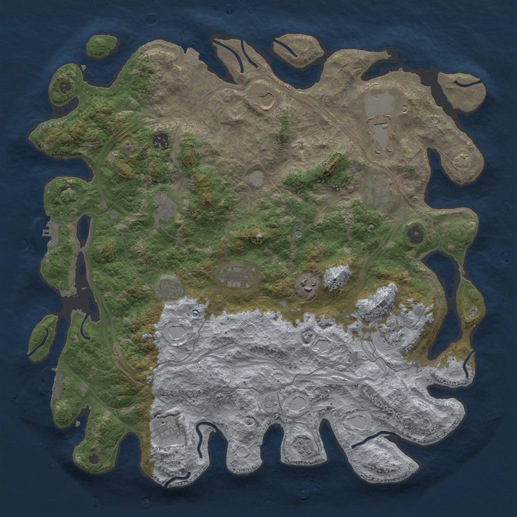 Rust Map: Procedural Map, Size: 4500, Seed: 491335075, 19 Monuments