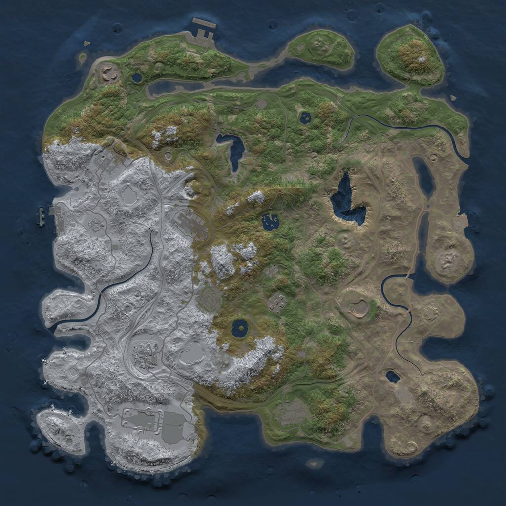 Rust Map: Procedural Map, Size: 4250, Seed: 677481183, 16 Monuments