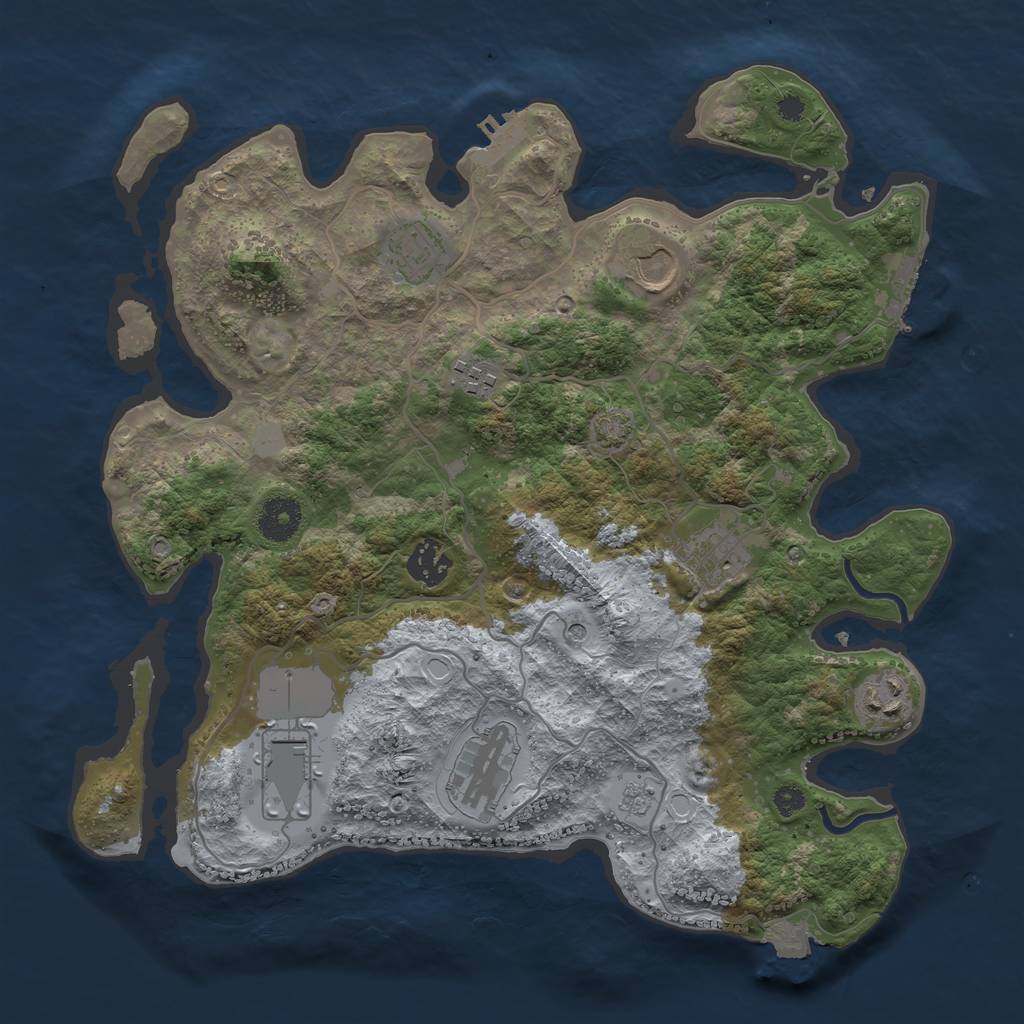 Rust Map: Procedural Map, Size: 3500, Seed: 1965273960, 16 Monuments