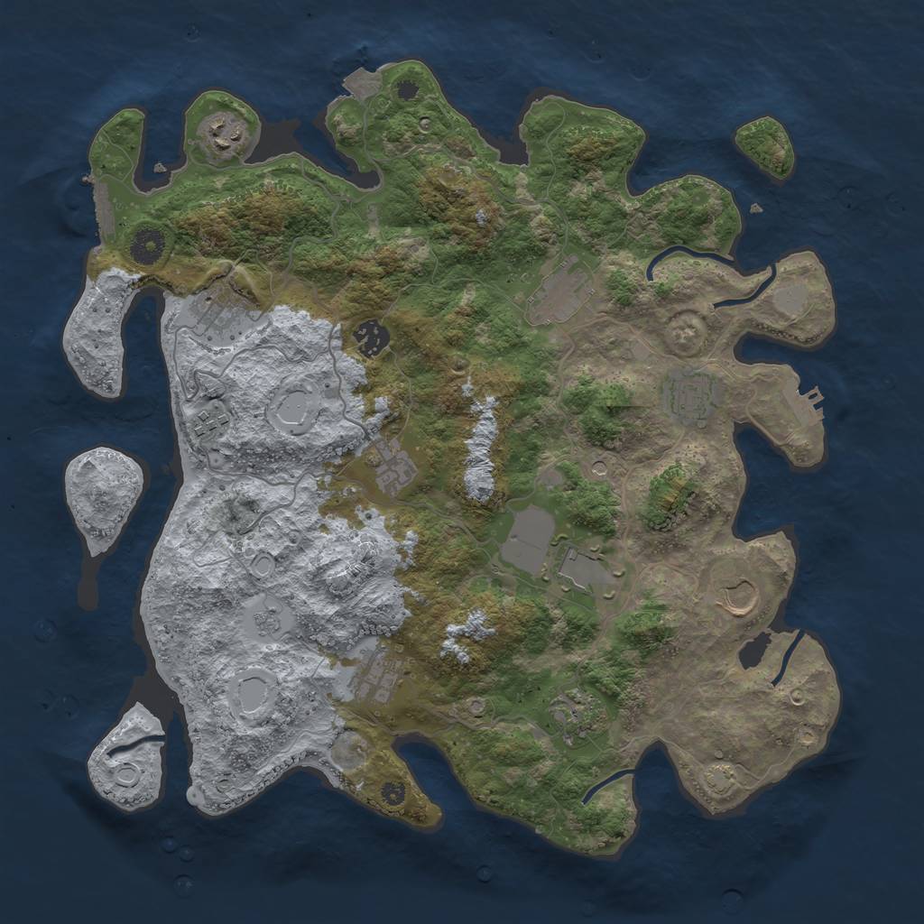 Rust Map: Procedural Map, Size: 3900, Seed: 27621491, 19 Monuments