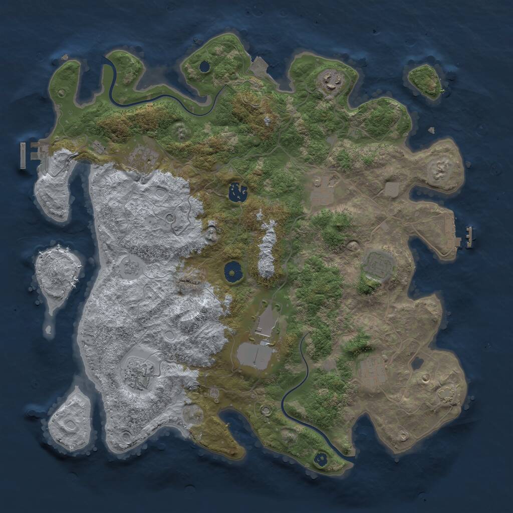 Rust Map: Procedural Map, Size: 3900, Seed: 27621491, 14 Monuments