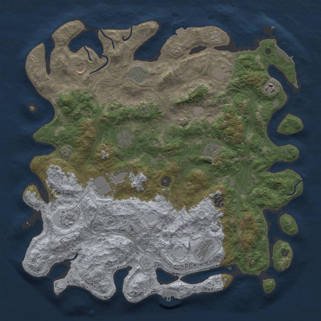 Rust Map: Procedural Map, Size: 4500, Seed: 718359322, 19 Monuments