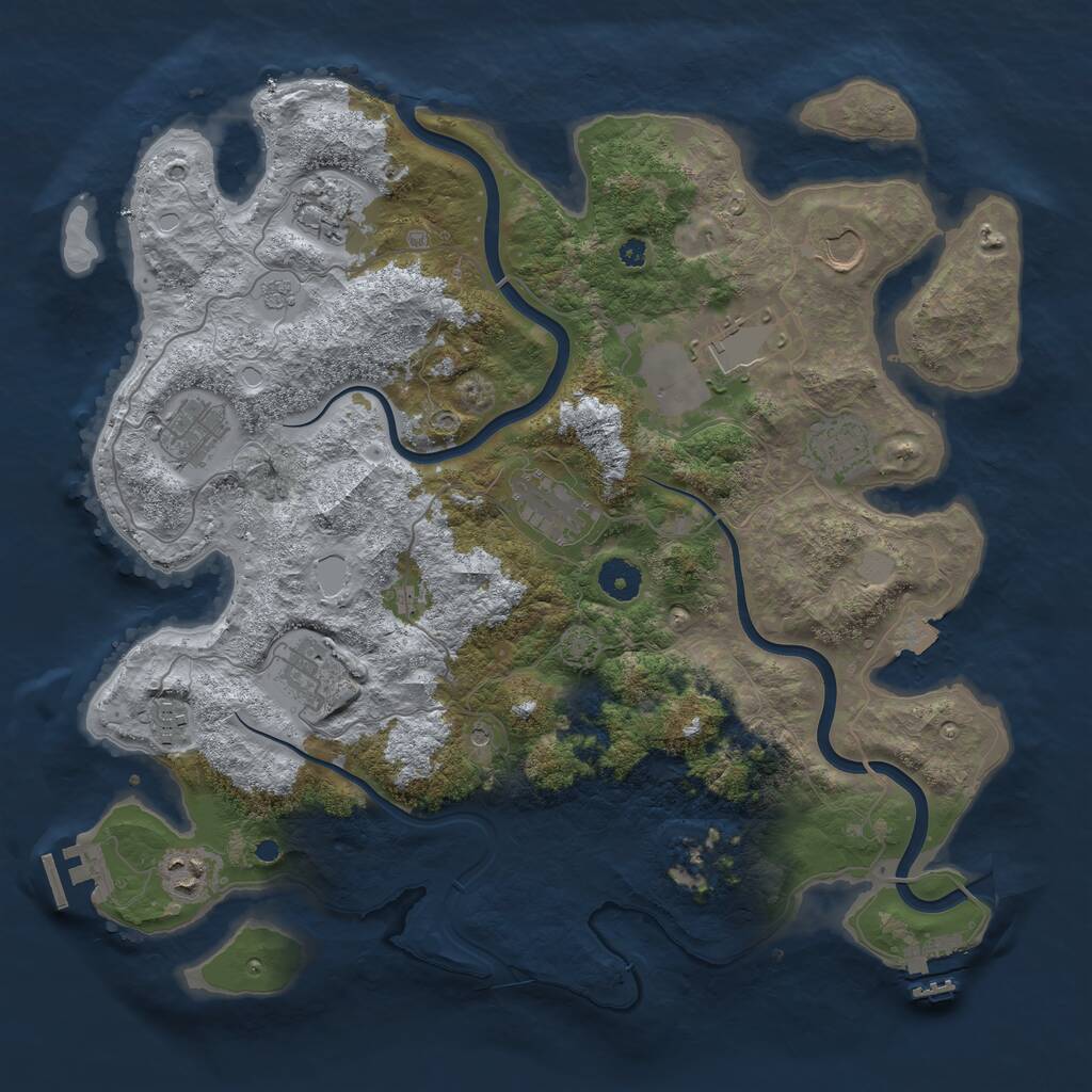Rust Map: Procedural Map, Size: 3900, Seed: 34471007, 15 Monuments