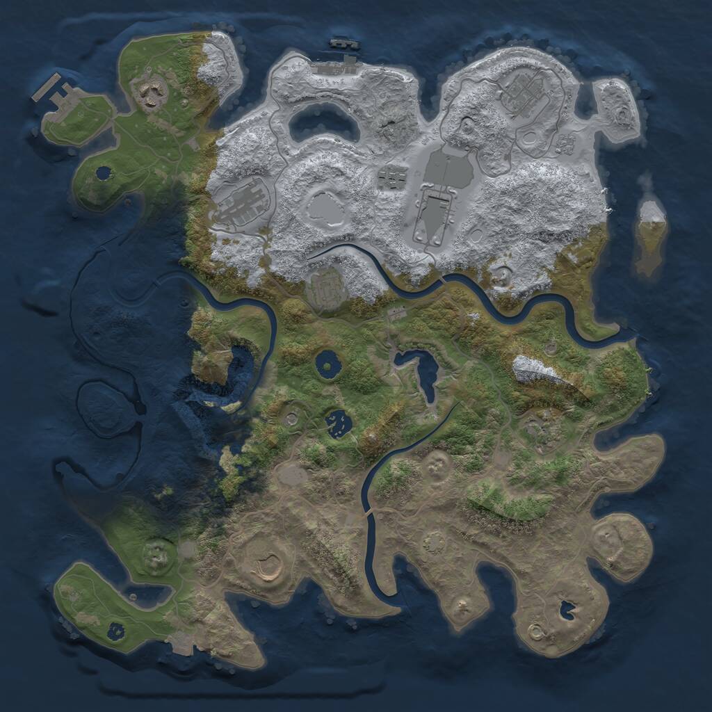 Rust Map: Procedural Map, Size: 4000, Seed: 69697, 15 Monuments