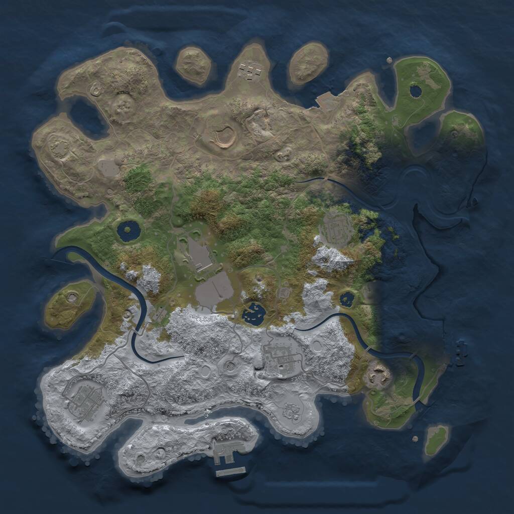 Rust Map: Procedural Map, Size: 3500, Seed: 91457550, 14 Monuments