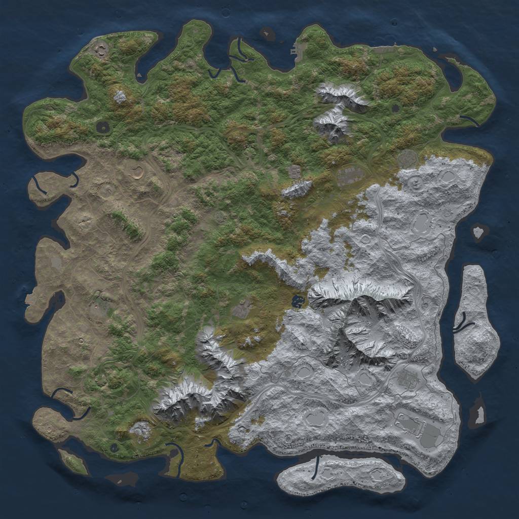 Rust Map: Procedural Map, Size: 6000, Seed: 370894735, 19 Monuments