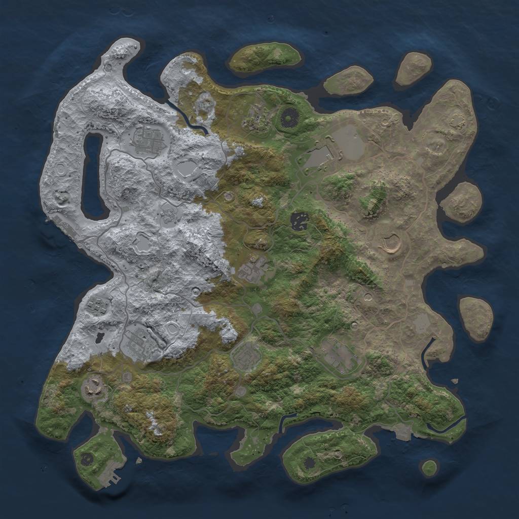 Rust Map: Procedural Map, Size: 4000, Seed: 534385854, 19 Monuments