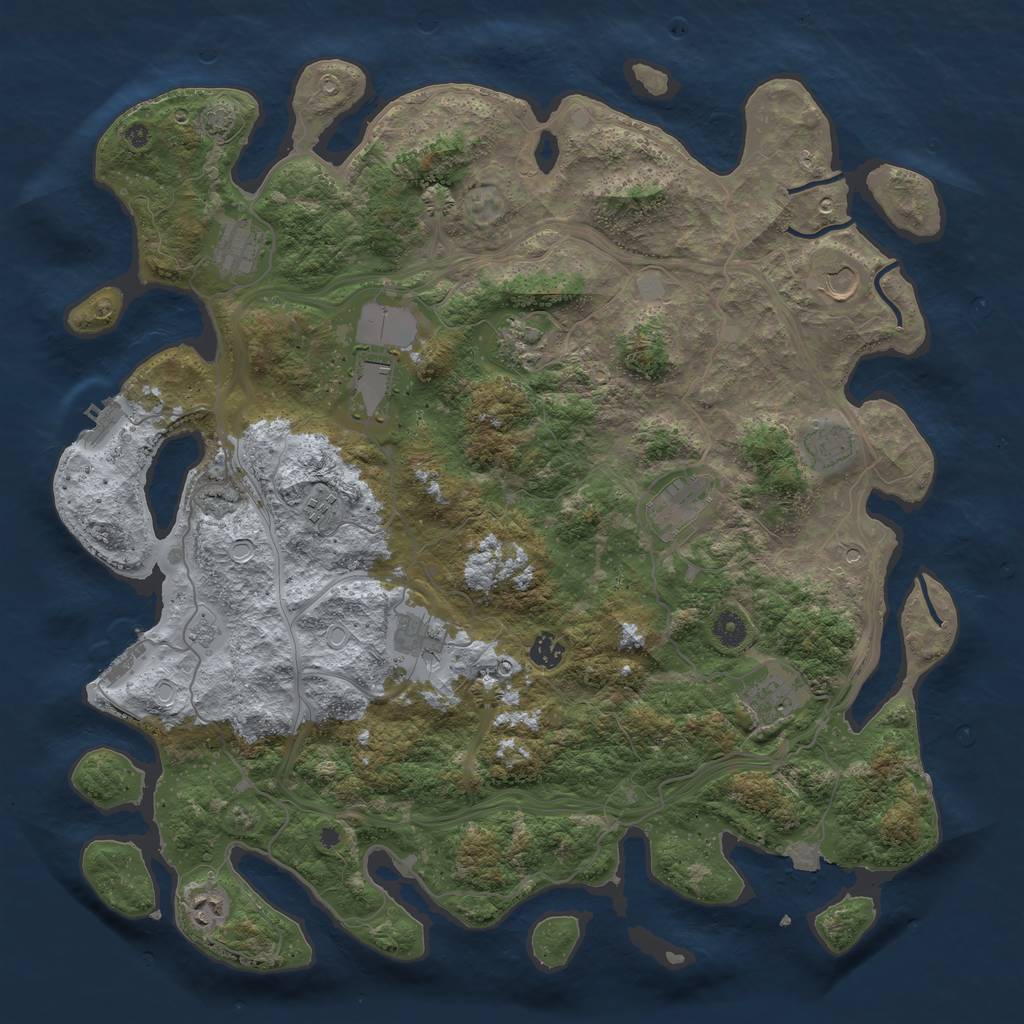 Rust Map: Procedural Map, Size: 4500, Seed: 1818214614, 19 Monuments